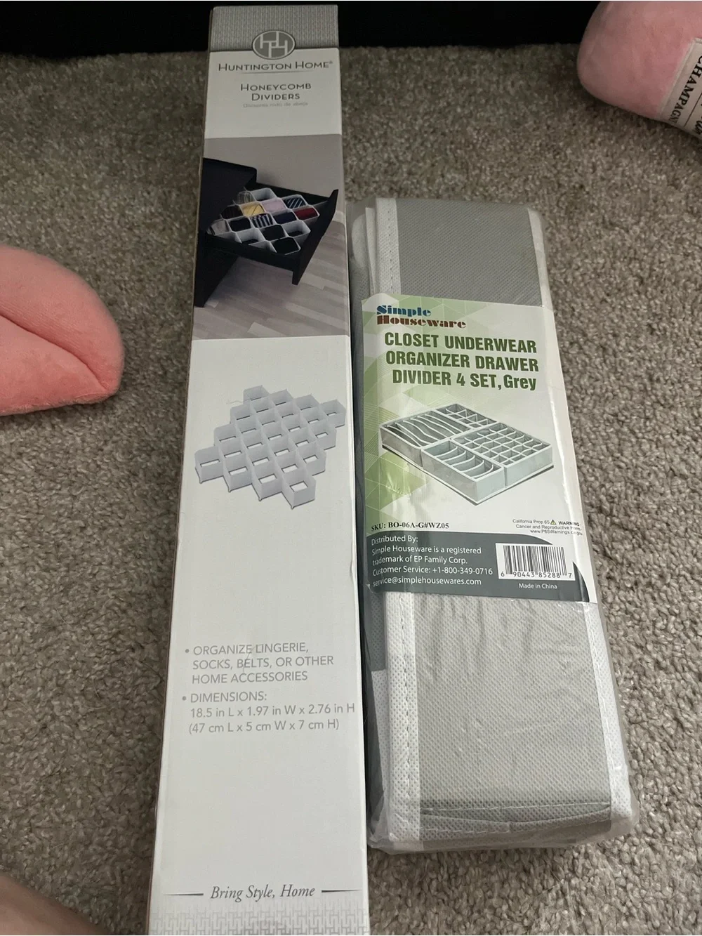Grey Closet Underwear Organizer - 4-Pack Dividers